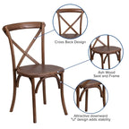 Ensemble table de ferme pliante rustique 9' x 40 avec 12 chaises à dossier croisé et coussins