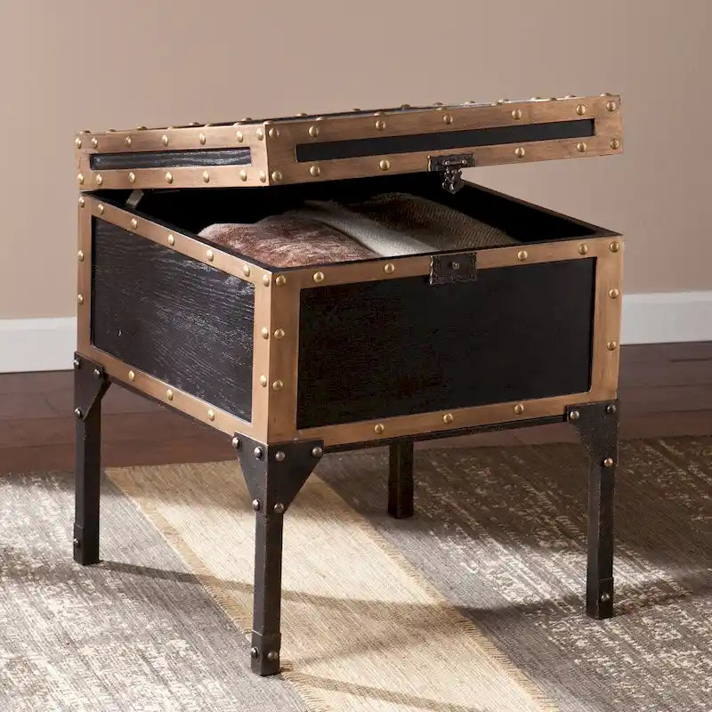 Table d'appoint malle ancienne
