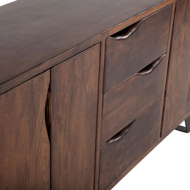 Buffet Nottingham en bois d'acacia de 68 pouces, finition noyer