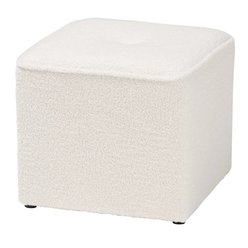 Pouffe rembourré en bouclette ivoire Isaiah moderne et contemporain