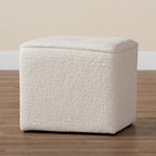 Pouffe rembourré en bouclette ivoire Isaiah moderne et contemporain