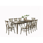 Ensemble de salle à manger 9 pièces avec 8 chaises de salle à manger en tissu