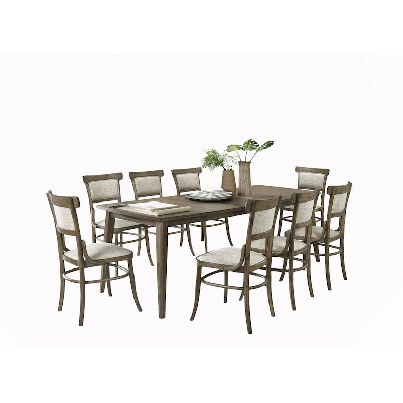 Ensemble de salle à manger 9 pièces avec 8 chaises de salle à manger en tissu
