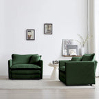 Lot de 2 fauteuils d'appoint, fauteuils en chenille haut de gamme, chaises d'appoint pour salon avec coussin décoratif, chenille verte