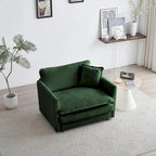 Lot de 2 fauteuils d'appoint, fauteuils en chenille haut de gamme, chaises d'appoint pour salon avec coussin décoratif, chenille verte