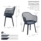 Chaises de salle à manger lot de 2, coque et pieds en plastique