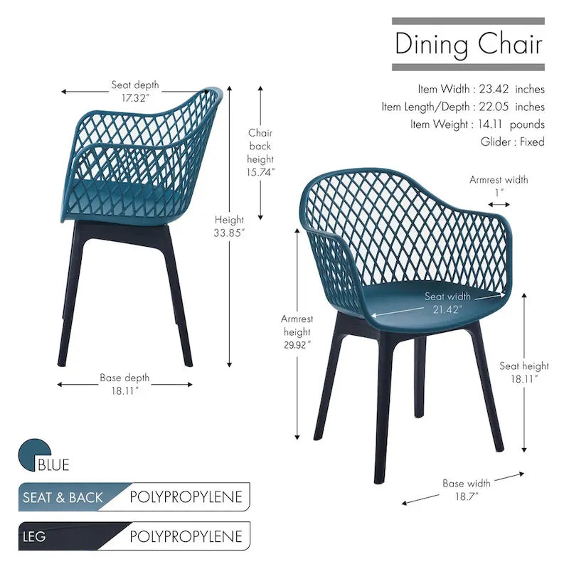 Chaises de salle à manger lot de 2, coque et pieds en plastique
