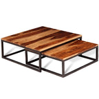 Table basse gigogne deux pièces en bois de Sesham massif
