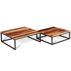 Table basse gigogne deux pièces en bois de Sesham massif