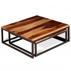 Table basse gigogne deux pièces en bois de Sesham massif