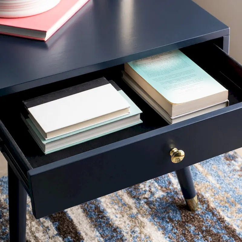 Table d'appoint Sunny Mid-Century avec embouts dorés - 24Lx24Px22H