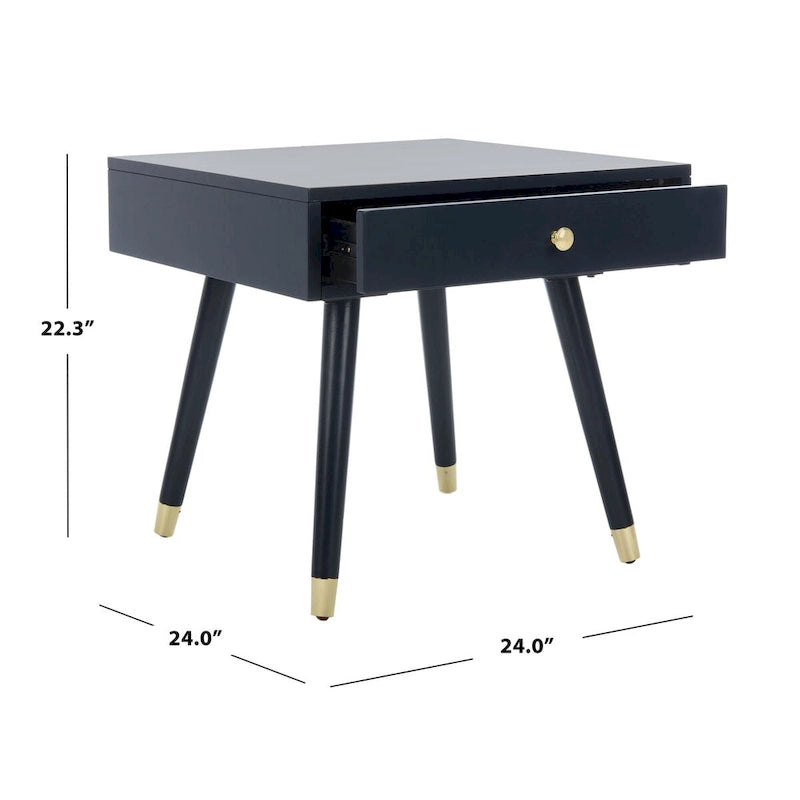 Table d'appoint Sunny Mid-Century avec embouts dorés - 24Lx24Px22H