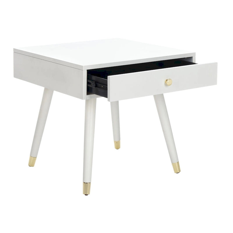 Table d'appoint Sunny Mid-Century avec embouts dorés - 24Lx24Px22H