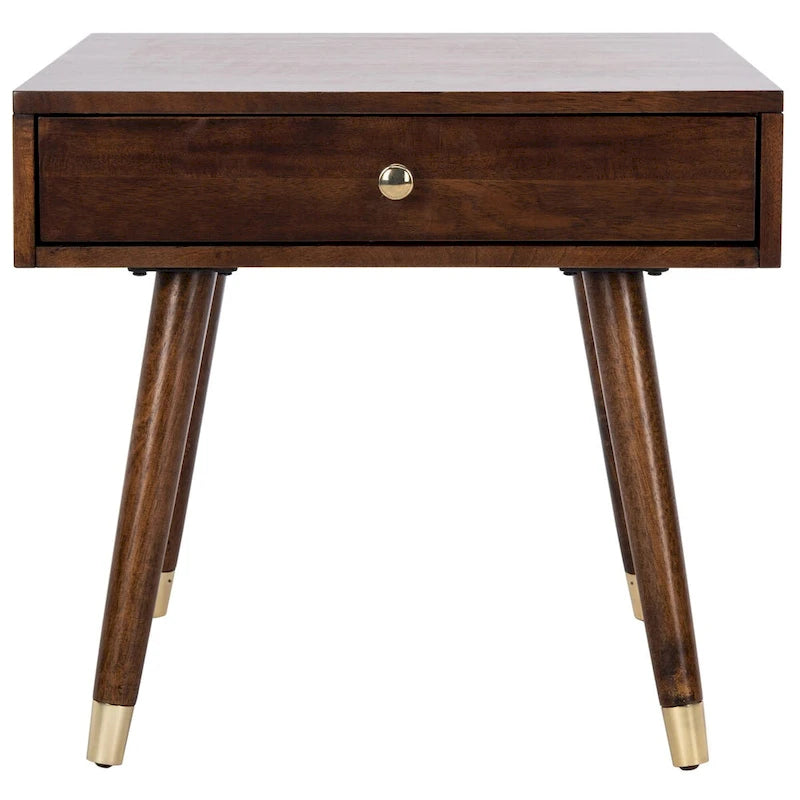 Table d'appoint Sunny Mid-Century avec embouts dorés - 24Lx24Px22H