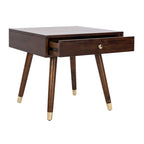 Table d'appoint Sunny Mid-Century avec embouts dorés - 24Lx24Px22H