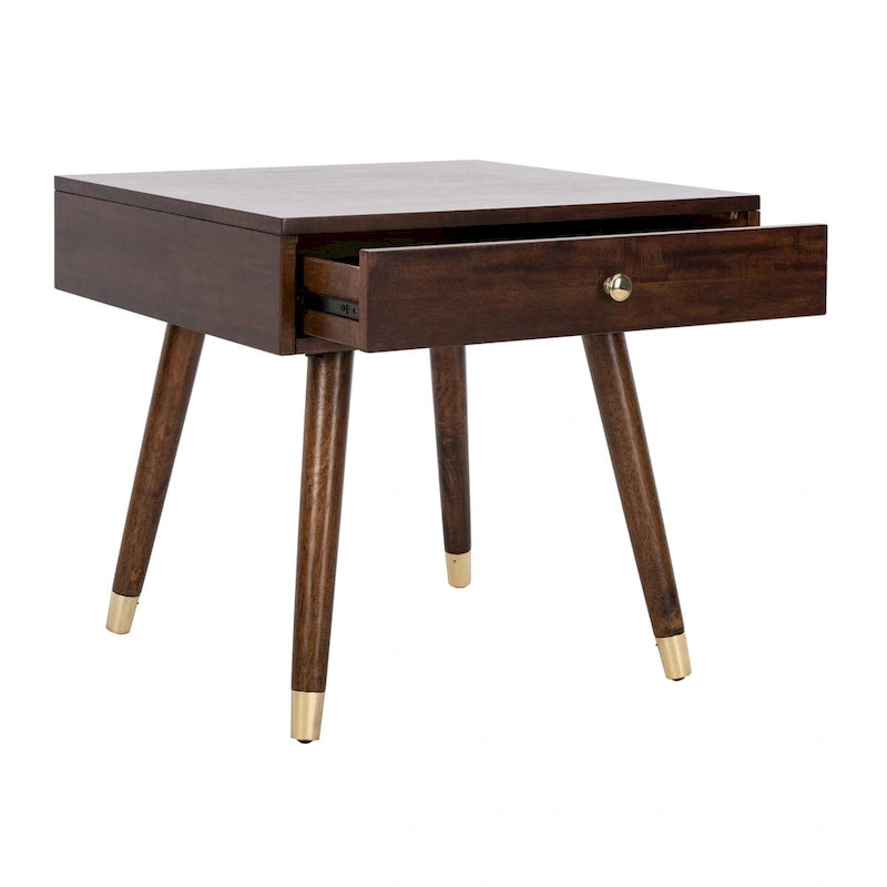 Table d'appoint Sunny Mid-Century avec embouts dorés - 24Lx24Px22H