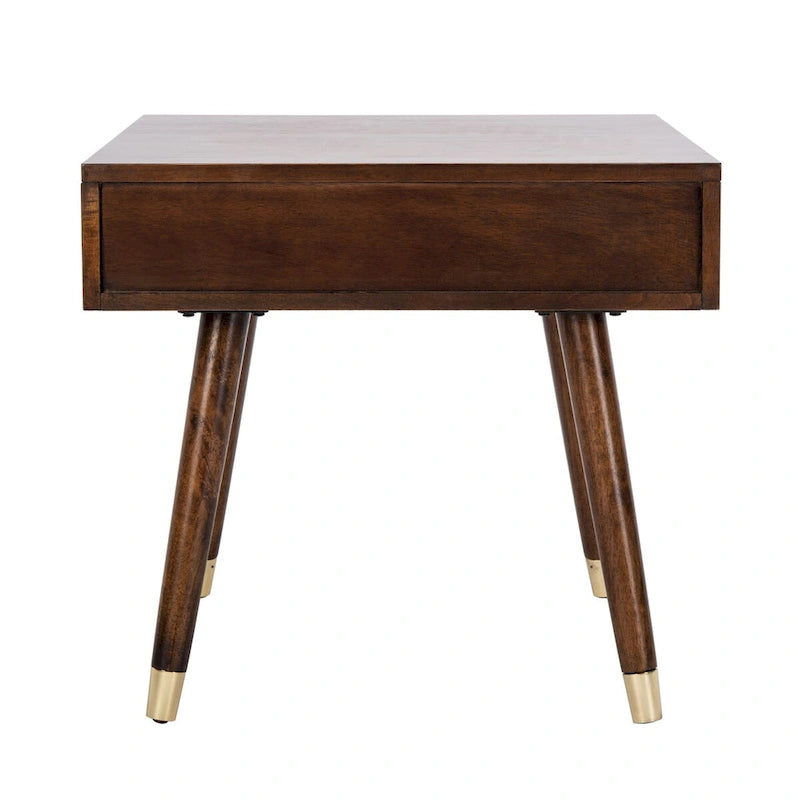 Table d'appoint Sunny Mid-Century avec embouts dorés - 24Lx24Px22H