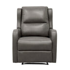 Fauteuil inclinable manuel de 38 pouces, cuir synthétique gris rembourré, bois massif
