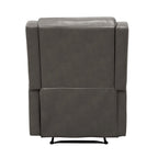 Fauteuil inclinable manuel de 38 pouces, cuir synthétique gris rembourré, bois massif