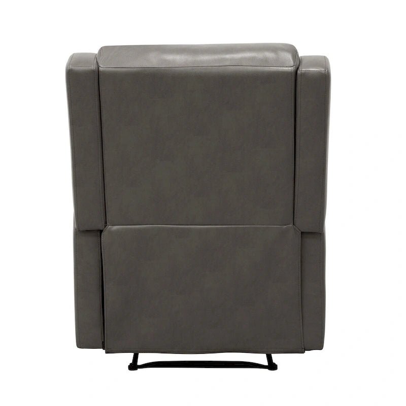 Fauteuil inclinable manuel de 38 pouces, cuir synthétique gris rembourré, bois massif