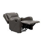Fauteuil inclinable manuel de 38 pouces, cuir synthétique gris rembourré, bois massif