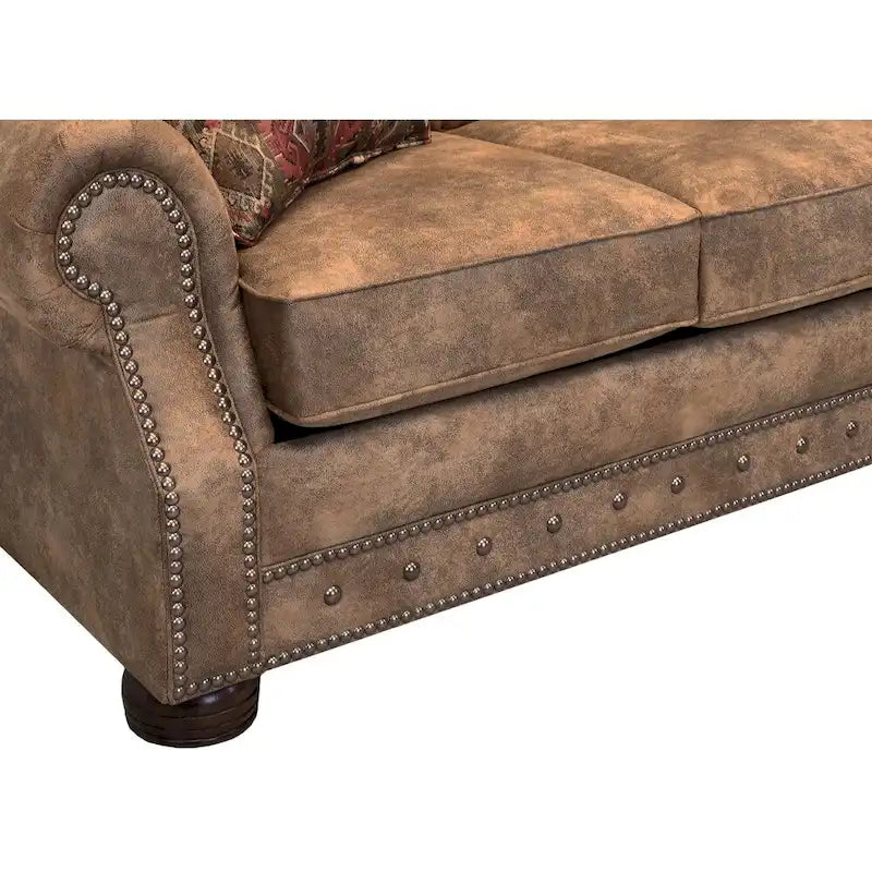 Canapé-lit et causeuse en tissu suédine marron Rancho, fabriqués aux États-Unis – 37 x 86 x 40
