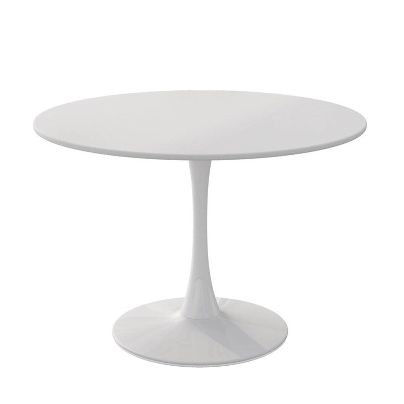 Table à manger moderne avec plateau rond et pied en métal