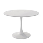 Table à manger moderne avec plateau rond et pied en métal