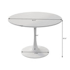 Table à manger moderne avec plateau rond et pied en métal
