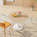 Table à manger moderne avec plateau rond et pied en métal