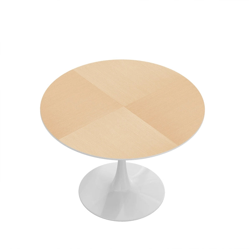 Table à manger moderne avec plateau rond et pied en métal