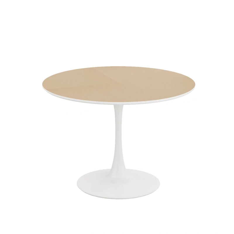 Table à manger moderne avec plateau rond et pied en métal