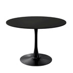 Table à manger moderne avec plateau rond et pied en métal