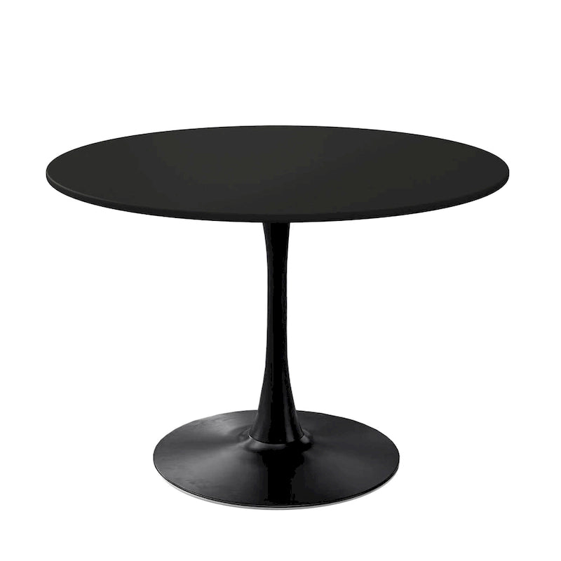 Table à manger moderne avec plateau rond et pied en métal