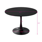 Table à manger moderne avec plateau rond et pied en métal