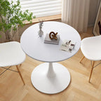 Table à manger moderne avec plateau rond et pied en métal