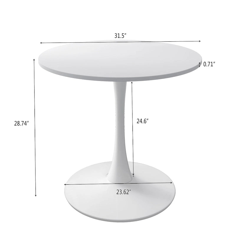 Table à manger moderne avec plateau rond et pied en métal