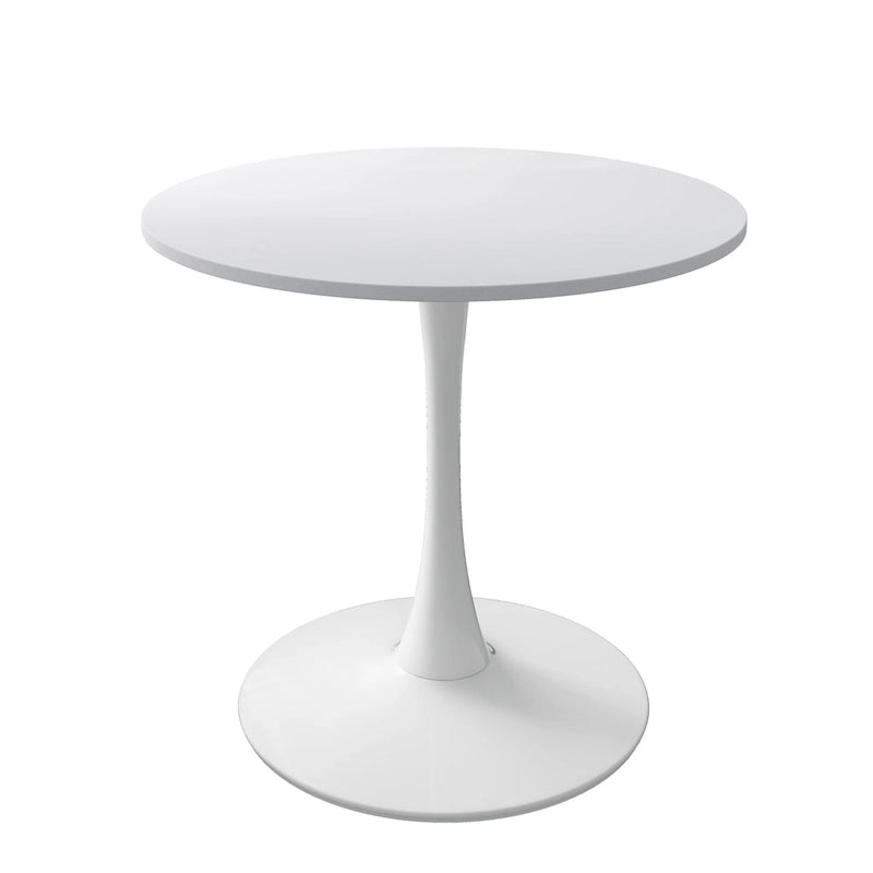 Table à manger moderne avec plateau rond et pied en métal