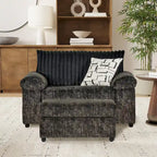 Fauteuil câlin et pouf en velours côtelé Nason Wide Wale