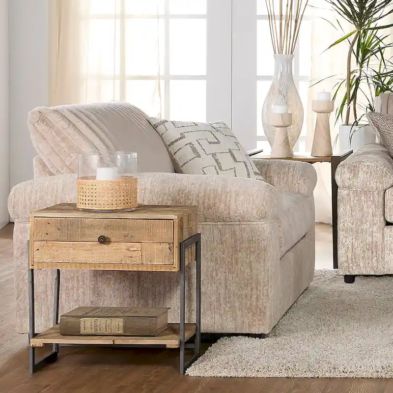 Fauteuil câlin et pouf en velours côtelé Nason Wide Wale