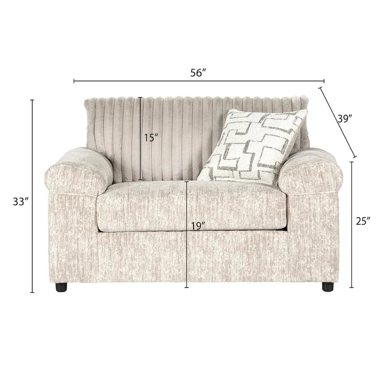 Fauteuil câlin et pouf en velours côtelé Nason Wide Wale