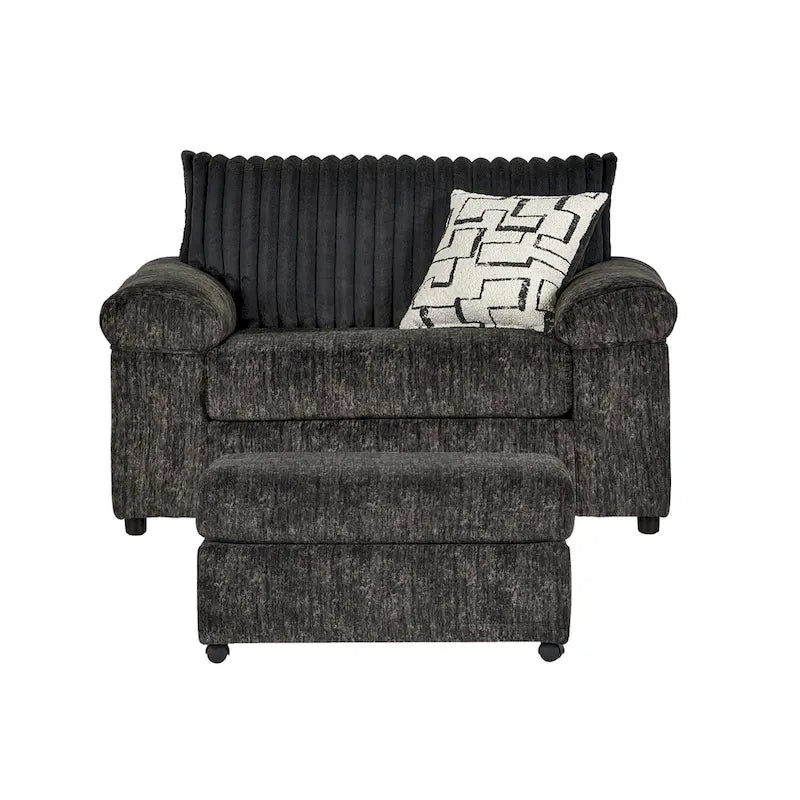 Fauteuil câlin et pouf en velours côtelé Nason Wide Wale