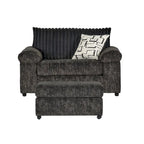 Fauteuil câlin et pouf en velours côtelé Nason Wide Wale