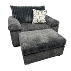 Fauteuil câlin et pouf en velours côtelé Nason Wide Wale
