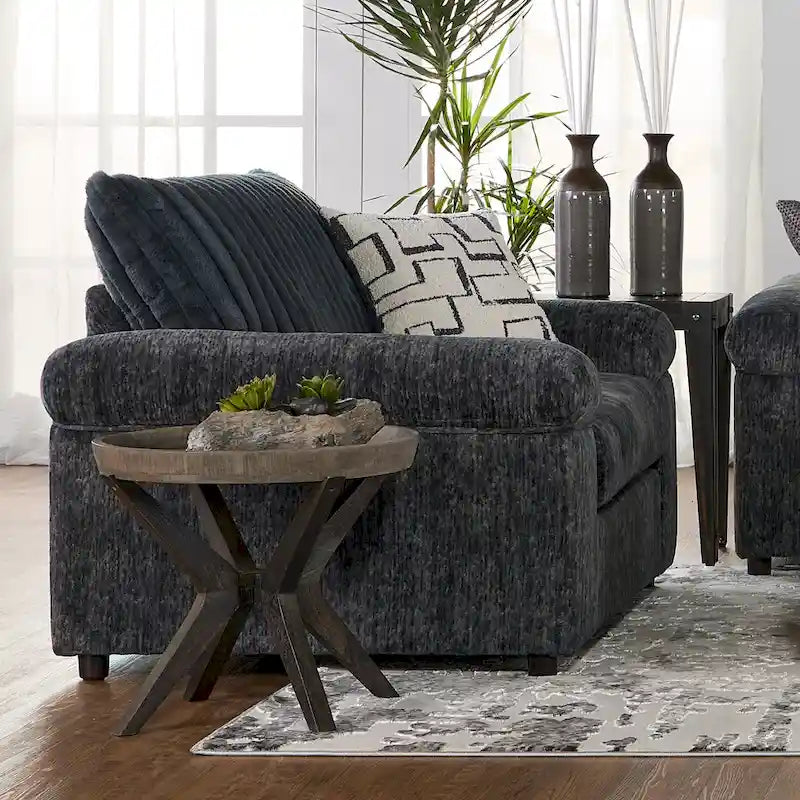 Fauteuil câlin et pouf en velours côtelé Nason Wide Wale