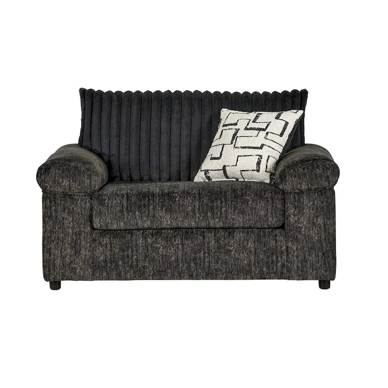 Fauteuil câlin et pouf en velours côtelé Nason Wide Wale