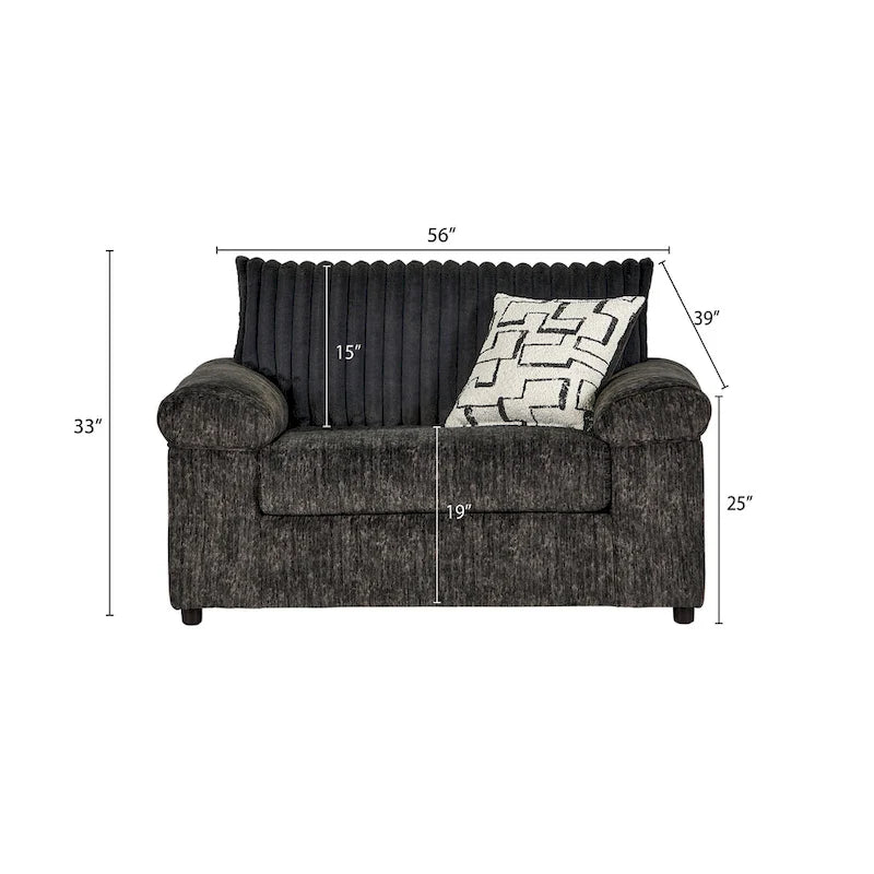 Fauteuil câlin et pouf en velours côtelé Nason Wide Wale
