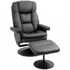 Fauteuil inclinable et ottoman avec base enveloppée, fauteuil inclinable pivotant en cuir PU avec repose-pieds, noir