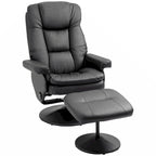 Fauteuil inclinable et ottoman avec base enveloppée, fauteuil inclinable pivotant en cuir PU avec repose-pieds, noir