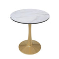Table à manger ronde de 24 pouces pour 4 personnes avec plateau en MDF et piètement en acier doré pour cuisine et salle à manger